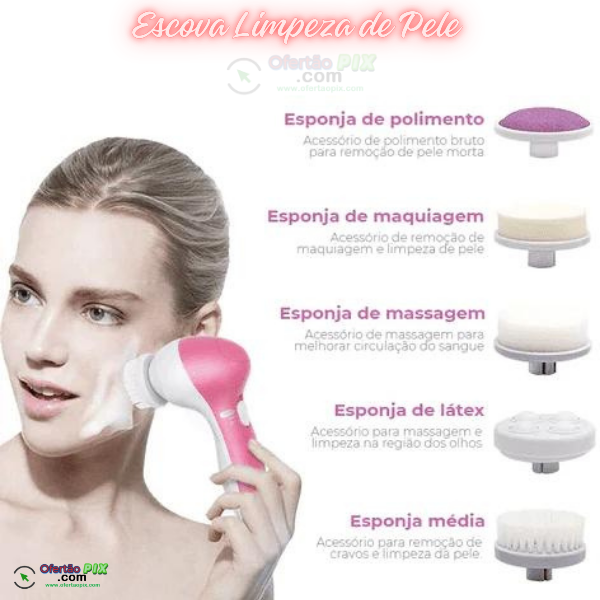 Escova de Limpeza e Esfoliação de Pele Facial 5 em 1